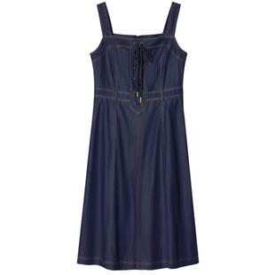 [天丝]PSALTER诗篇高腰绑带莱赛尔牛仔背带裙连衣裙夏款