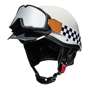 3c认证摩托车复古头盔女夏季防晒电动车男四季越野巡航专用半盔