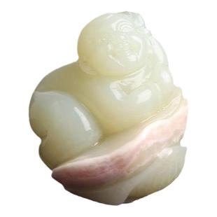 梵峙和田玉童子挂件吊坠新疆且末料粉色桃花玉送证书