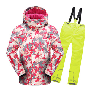 Phibee菲比小象滑雪服儿童户外防水加厚男女童冲锋衣滑雪衣裤套装