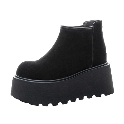 震地王厚底雪地靴女内增高加绒加厚秋冬新款中筒10cm小个子休闲靴