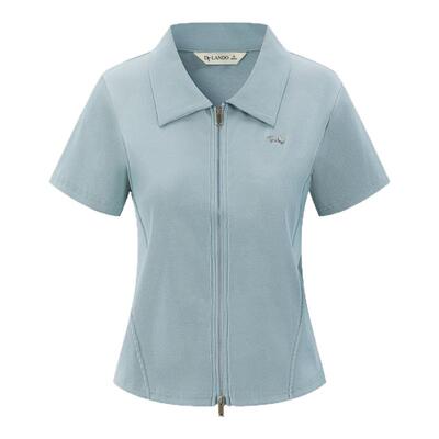 DTLANDO/商场同款25夏新品女装修身显瘦时尚感翻领短袖罩衫上衣