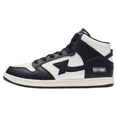 特步女鞋板鞋滑板鞋平价秋季革面高帮潮鞋学生运动鞋休闲鞋子