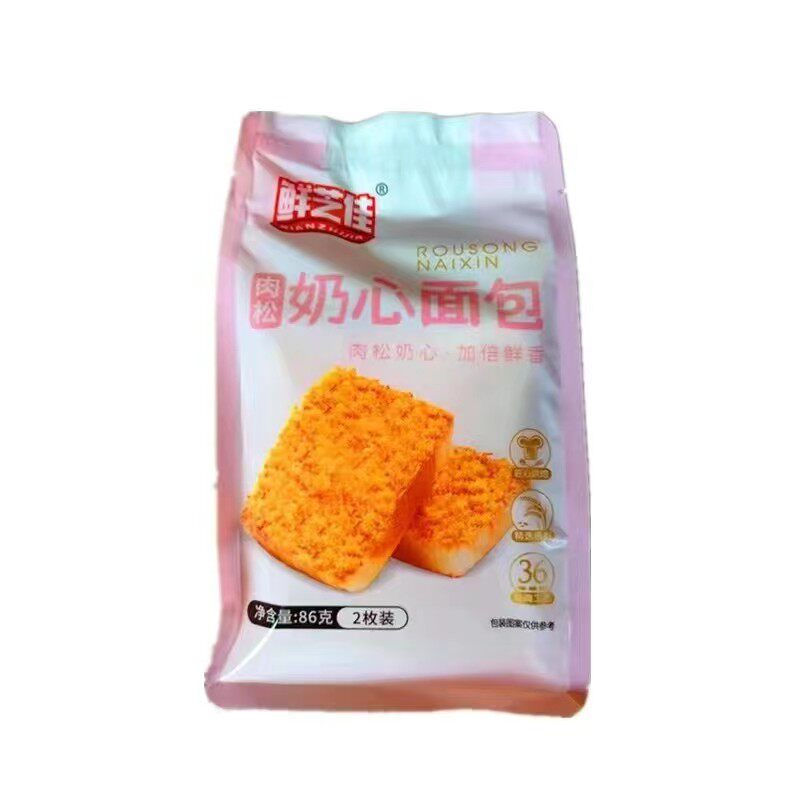 鲜芝佳肉松奶心面包86g两枚包装