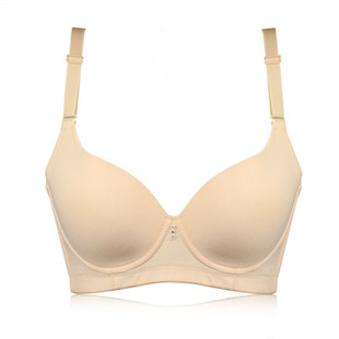 简约纯色三排扣白炭纤维薄棉B杯女士文胸调整型聚拢收副乳内衣