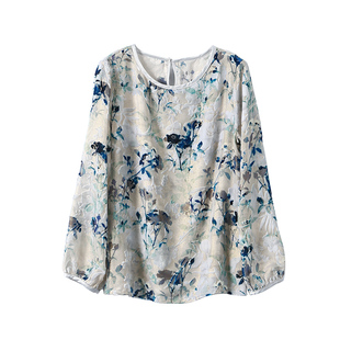 淘么淘“落花弦外雨”真丝小衫 金线丝绒植绒烂花宽松衬衫上衣女