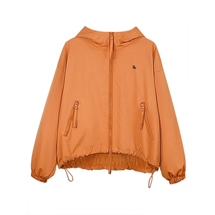 短外套女小个子2025春秋新款连帽拉链下摆抽绳女款休闲长袖冲锋衣