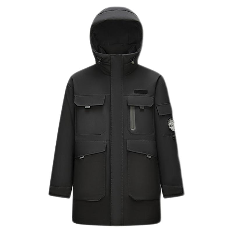 森马鹅绒防雨防风中长款羽绒服男