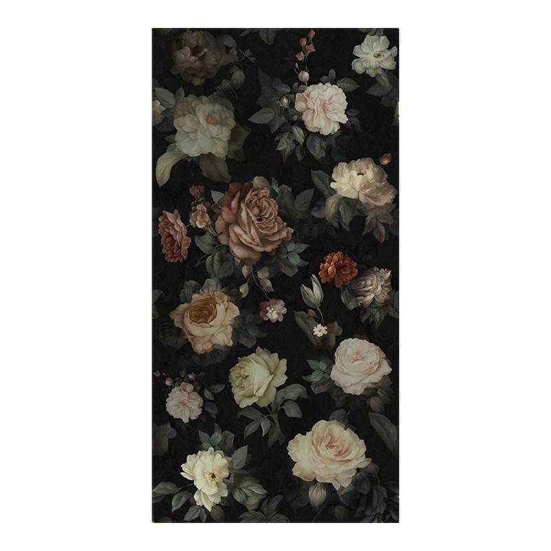 中古风卫生间瓷砖贴纸玫瑰浴室防水花纹壁纸法式复古厕所厨房贴纸