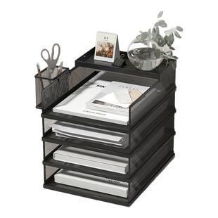 A4文件架桌面文件收纳架办公桌面置物架文件收纳盒办公室文件框文件夹资料档案整理架金属书立架多层文件架