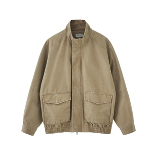 BUTTBILL 26SS复古通勤酵洗竹节棉口袋工装夹克宽松立领外套男女