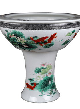 景德镇陶瓷青花立柱特大号鱼缸