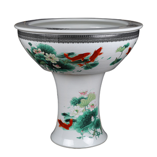 陶瓷青花盆落地立柱式鱼缸特大号金鱼缸睡莲碗莲荷花盆锦鲤室外