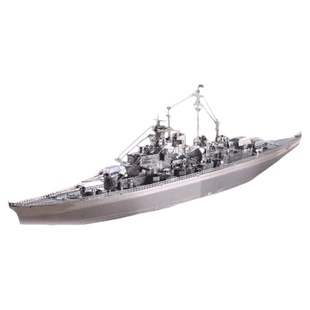 战列舰金属拼装模型3D合金德国二战俾斯麦军舰拼图手工DIY礼物男