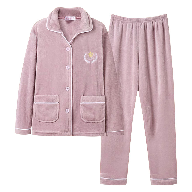 浪莎珊瑚绒睡衣女士秋冬款2024新款加绒加厚冬季法兰绒家居服套装
