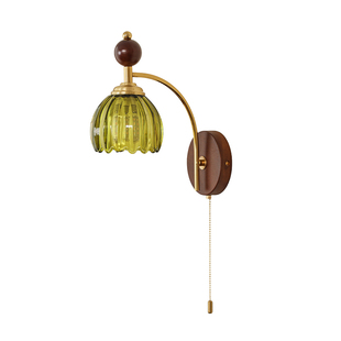 法式中古风壁灯美式复古卧室床头灯客厅设计感走廊过道绿色壁灯