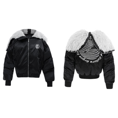 ArguE CulturE座山雕加厚毛绒Bomber外套刺绣拼接重磅加厚棉服男