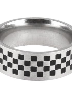 pdstyle冷淡风黑白ins潮钛钢戒指