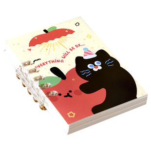 苹果猫咪a7活页本小本子便携随身记口袋本小笔记本可爱高颜值迷你记事本随身携带小本本随手记小号横线