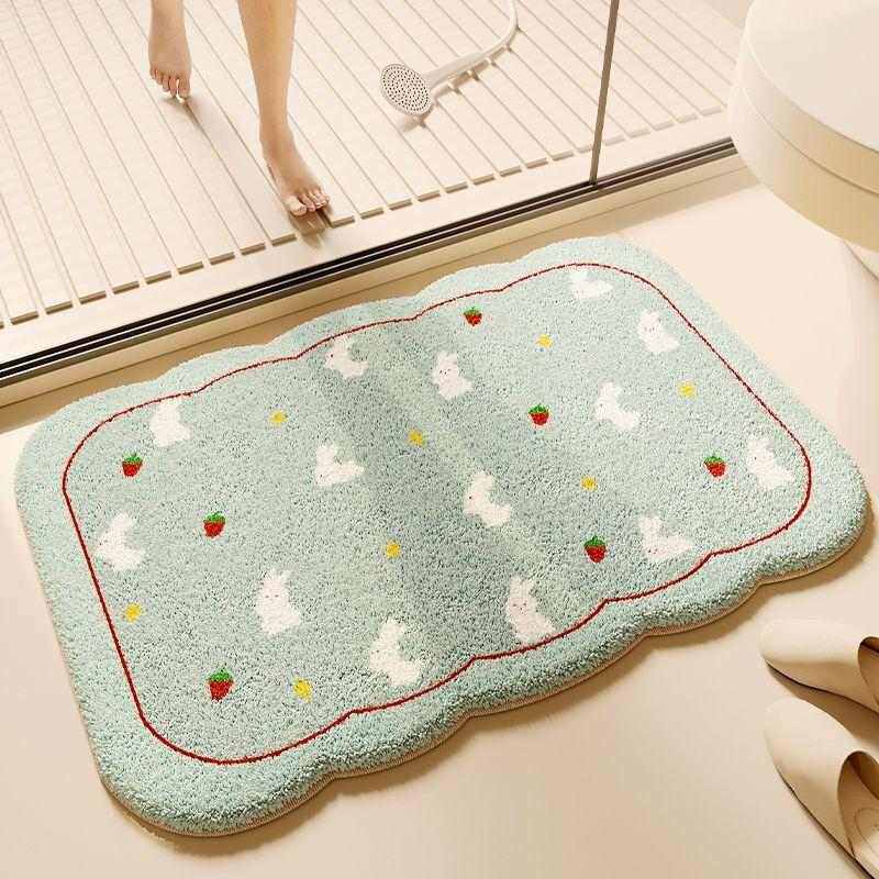 毛绒浴室地垫仿羊绒地毯卫生间洗手间卫浴厕所门口吸水垫防滑脚垫