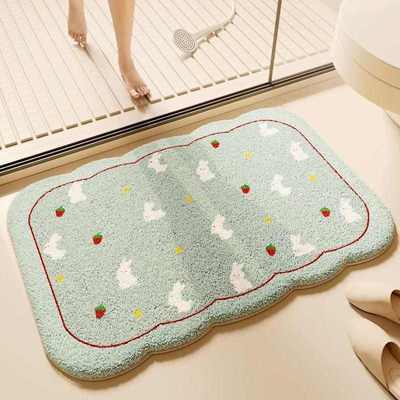 毛绒浴室地垫仿羊绒地毯卫生间洗手间卫浴厕所门口吸水垫防滑脚垫