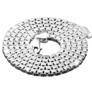 s925纯银盒仔项链男生款帅气3mm单链子时尚锁骨链简约裸链无吊坠