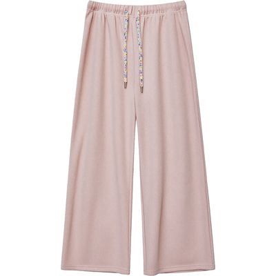 DM100大码百分百女微胖mm秋冬百搭仿兔毛糯米裤毛巾裤宽松直筒裤