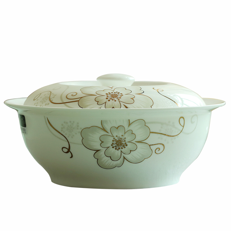 1个9英寸带盖汤碗品锅汤古汤盘超大号碗面碗菜碗家用陶瓷碗可微波