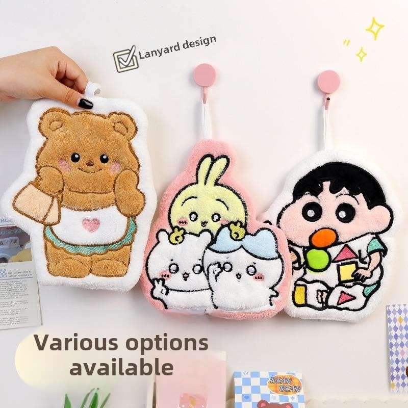 蜡笔小新可爱擦手巾挂式卡通卫生间速干吸水毛巾厨房搽手抹布手帕