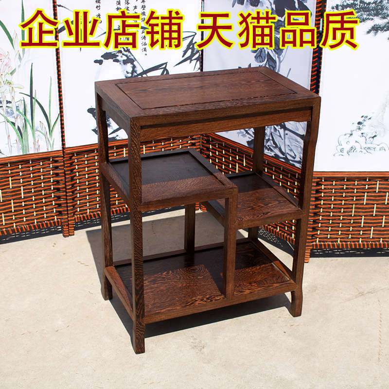 红木家具鸡翅木置物架电话几刺猬紫檀置物架茶柜架花盆架茶几四方