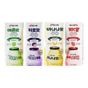宾格瑞牛奶香蕉草莓哈密瓜香芋味早餐奶韩国进口饮料200ml*24整箱