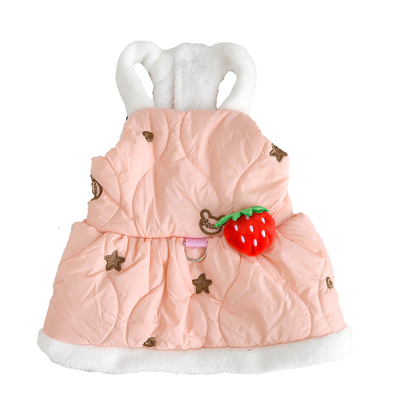 宠物小狗狗衣服秋冬2025新款草莓裙比熊泰迪小型犬加绒吊带连衣裙