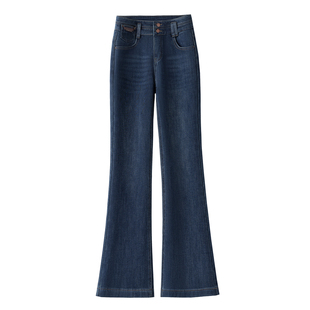 微喇特厚羊羔绒牛仔裤女冬季2025新款加绒喇叭裤显瘦加厚马蹄裤女