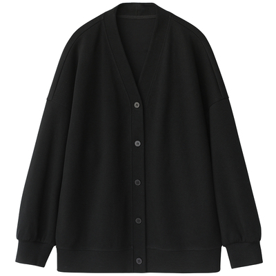 百搭宽松V领中长款开衫外套