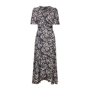 婉甸2025夏季新品黑白玫瑰花短袖连衣裙1242N79XD5