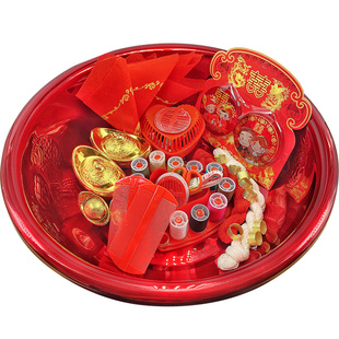 结婚聚宝盆女方陪嫁套装婚礼用品梳子红手绢结婚庆用品顶针子孙桶