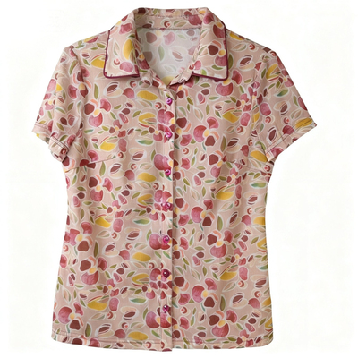 夏季网纱翻领短袖速干妈妈衬衫