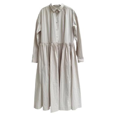 法式廓形纯棉纯色连衣裙