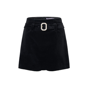 MAXRIENY法式复古丝绒短裙25冬季新款慵懒感穿搭a字修身高腰半裙