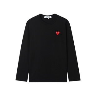 IT CDG PLAY COMME des GARCONS川久保玲情侣款爱心缝饰长袖T恤