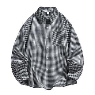 班尼路SK格子衬衫男长袖秋季新款潮牌港风衬衣宽松百搭男士外套YS