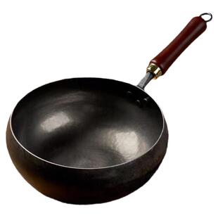 大肚锅纯手工锻打熟铁锤纹镜面加厚加深平底电磁炉章丘铁锅不粘锅