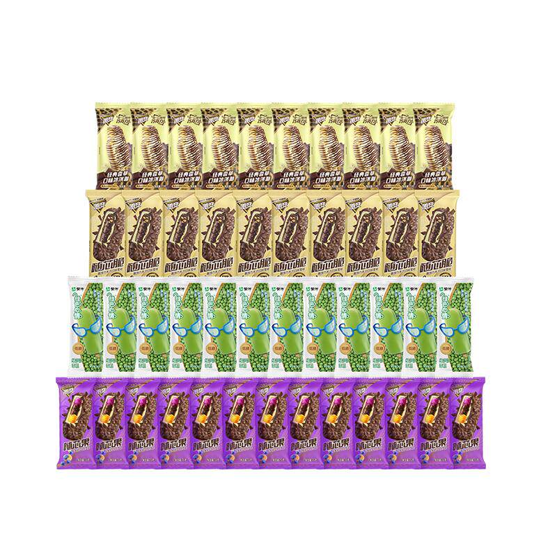 【百补】蒙牛冰淇淋随变香草随芯脆随芯果绿色心情绿豆雪糕共45支