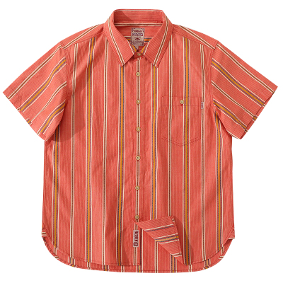 MBBCAR窄幅色织条纹纯棉短袖衬衫