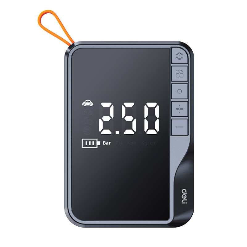 得力车载充气泵汽车电动打气泵轮胎带测胎压专用打气筒便携式车用