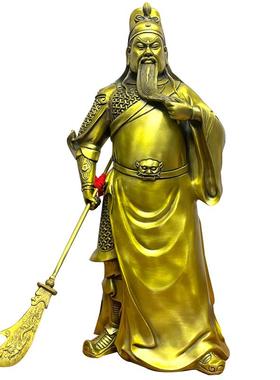 黄铜关二爷摆件纯铜武财家用客厅关羽武圣关公像商铺开业工艺礼品
