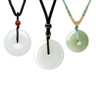 周大生和田玉平安扣吊坠玉石项链本命年挂坠玉佩生日礼物送男朋友