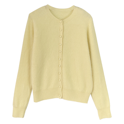 拉毛羊毛羊绒包扣开衫