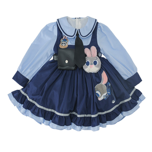 女童朱迪兔子警官连衣裙2026春秋儿童生日公主裙疯狂动物城cos服