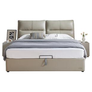 全友家居主卧1米8双人真皮床1.5m单人收纳储物软包床床垫组合套装